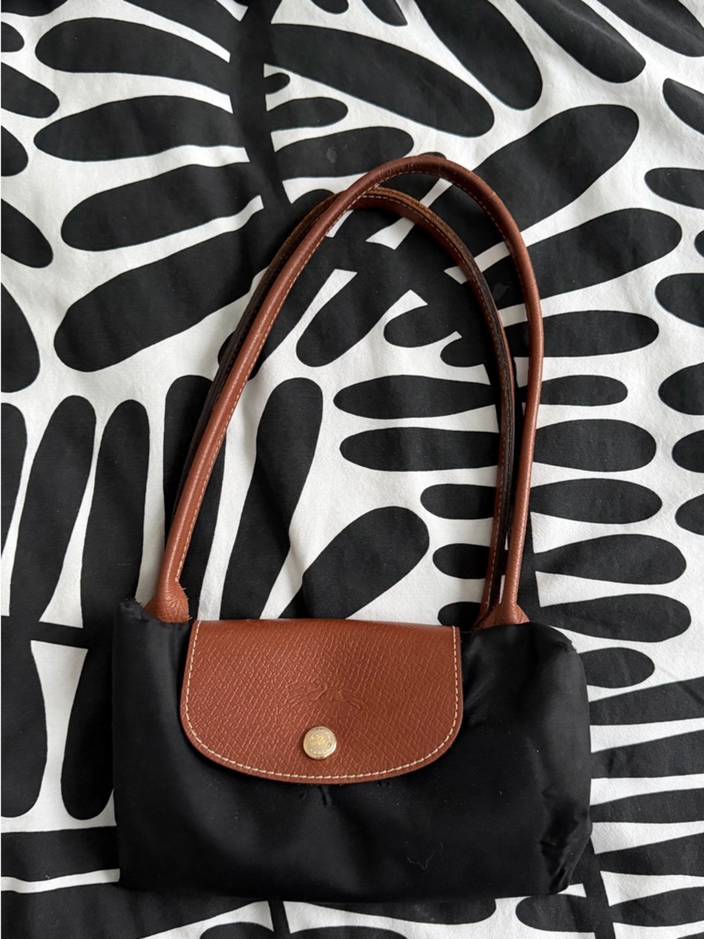 Longchamp Le Pliage - Classic Black and Brown Shoulder Bag Small